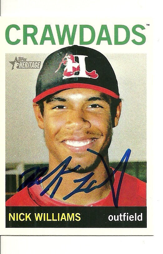 NICK WILLIAMS TEXAS RANGERS SIGNED AUTO 2013 TOPPS HERITAGE CARD #174 W/COA