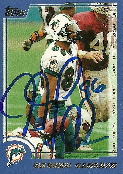 ORONDE GADSDEN MIAMI DOLPHINS SIGNED AUTOGRAPHED 2000 TOPPS CARD #182 W/COA