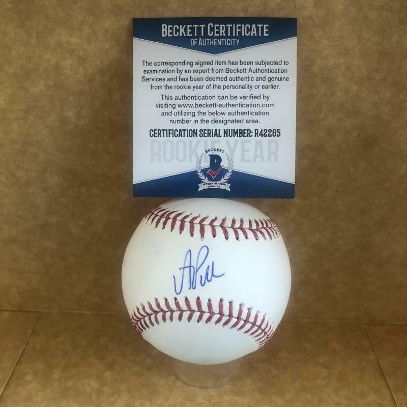 A.J. PUK OAKLAND A'S ROOKIE YEAR SIGNED AUTOGRAPHED M.L. BASEBBALL BECKETT R4226