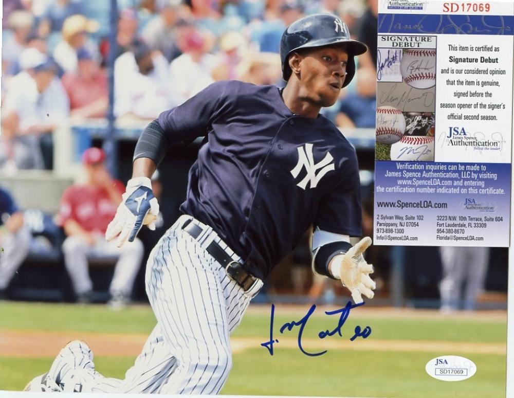 JORGE MATEO ON THE RUN NEW YORK YANKEES SIGNATURE DEBUT SIGNED 8X10 JSA SD17069