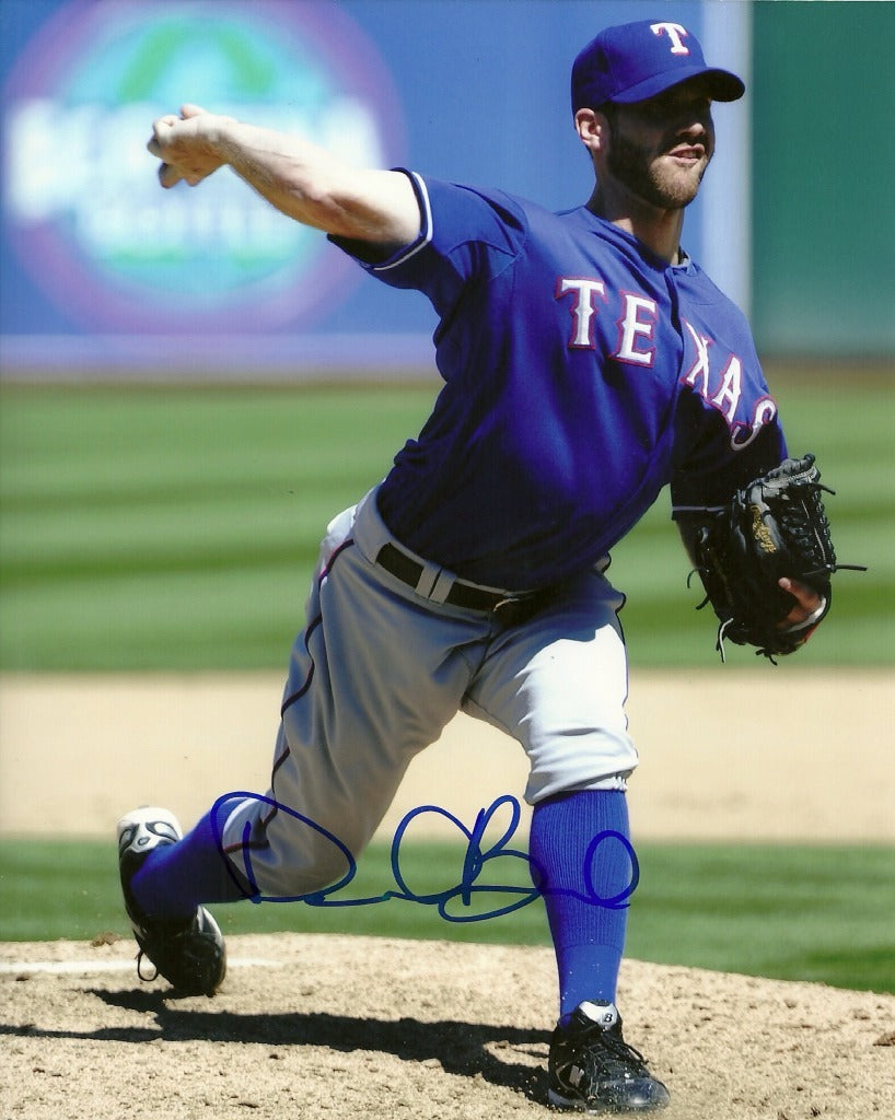 DAVID BUSH TEXAS RANGERS SIGNED AUTOGRAPHED 8x10 PHOTO W/COA ACTION