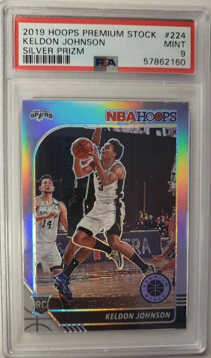 2019 HOOPS PREMIUM STOCK KELDON JOHNSON SILVER PRIZM PSA 9 MINT CARD