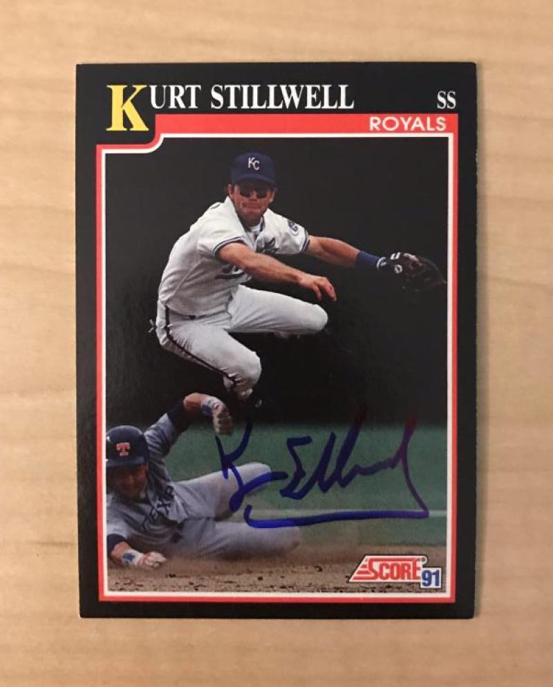 KURT STILLWELL KANSAS CITY ROYALS SIGNED AUTOGRAPHED 1991 SCORE CARD #295 W/COA 