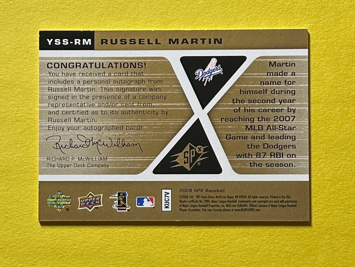 2008 UPPER DECK SPX RUSSELL MARTIN YOUNG STAR SIGNATURES #YSS-RM DODGERS