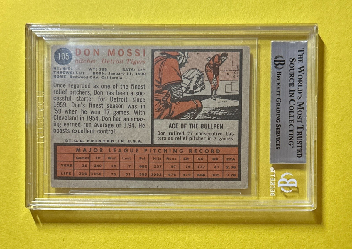 1962 TOPPS DON MOSSI #105 BECKETT AUTHENTIC SIGNED AUTOGRAPHED CARD YANKEES
