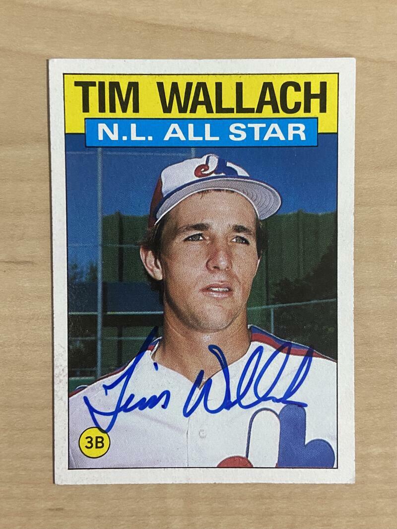 TIM WALLACH MONTREAL EXPOS SIGNED AUTOGRAPHED 1986 TOPPS CARD #703 W/COA