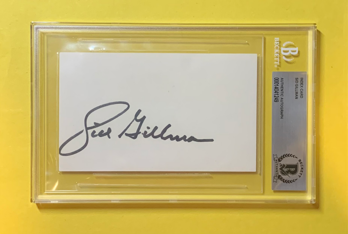 SID GILLMAN NFL GREAT  SIGNED AUTHENTIC INDEX CARD BECKETT