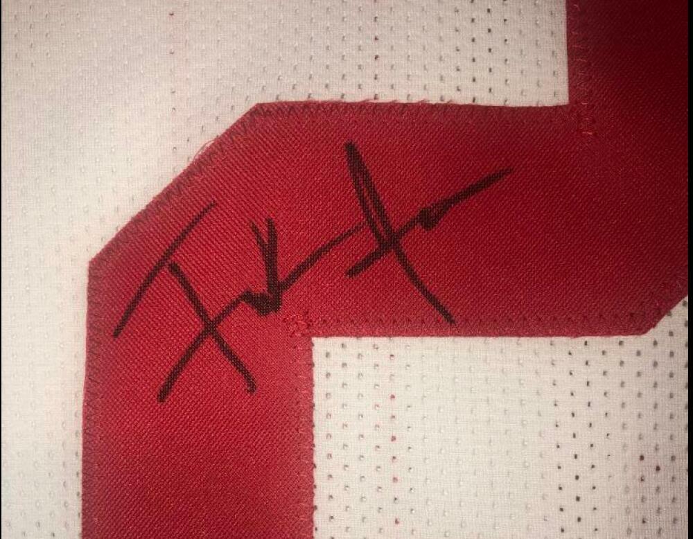 FRANK GORE 49ERS SIGNED AUTO WHITE CUSTOM XL JERSEY JSA WITNESSED 
