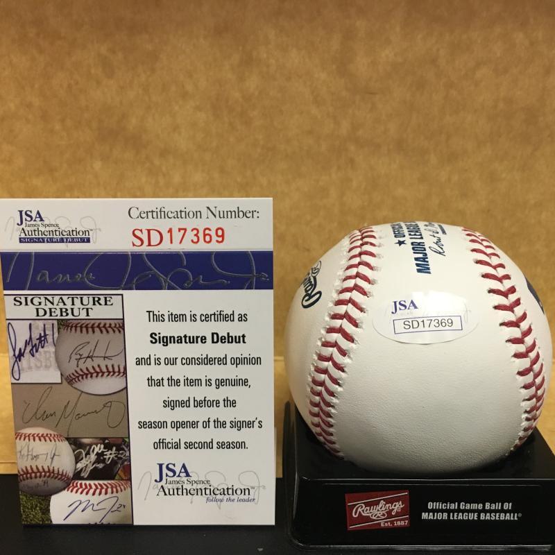 LUCIUS FOX SAN FRANCISCO GIANTS SIGNATURE DEBUT M.L. SIGNED BASEBALL JSA SD17369