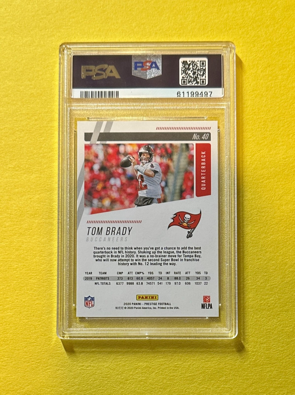 2020 PANINI PRESTIGE TOM BRADY #40 PSA MINT 9 BUCCANEERS