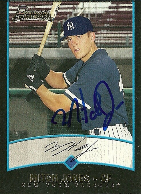 MITCH JONES NY YANKEES SIGNED AUTOGRAPHED 2001 BOWMAN ROOKIE CARD #156 W/COA