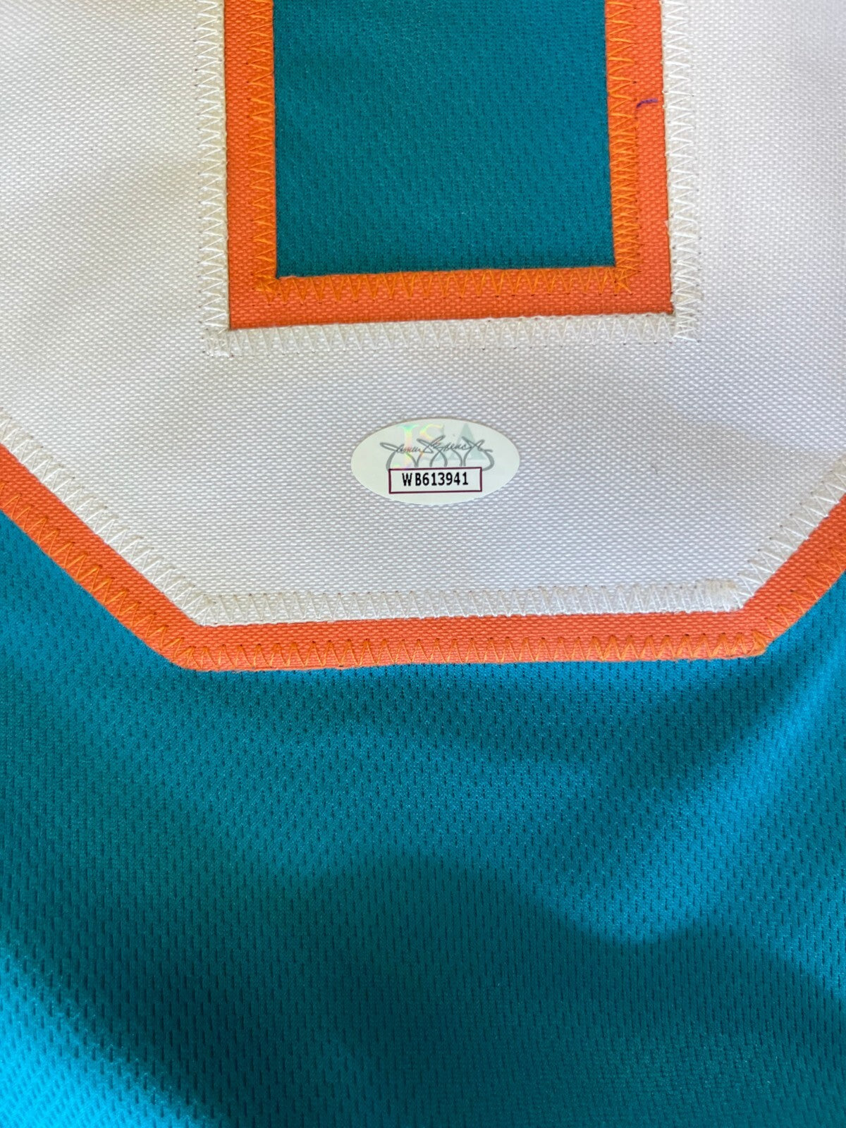 MARK CLAYTON #83 MIAMI DOLPHINS AUTOGRAPHED SIGNED TEAL JERSEY JSA COA *