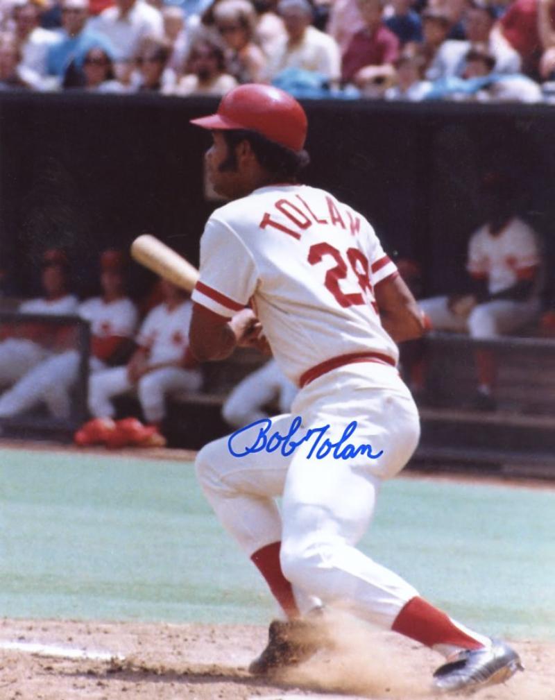 BOBBY TOLAN CINCINNATI REDS SIGNED AUTOGRAPHED 8X10 PHOTO W/COA