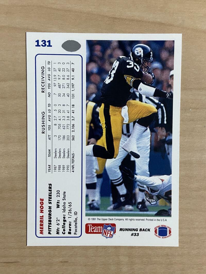 MERRIL HOGE PITTSBURGH PIRATES SIGNED AUTOGRAPHED 1991 UPPER DECK CARD#131 W/COA