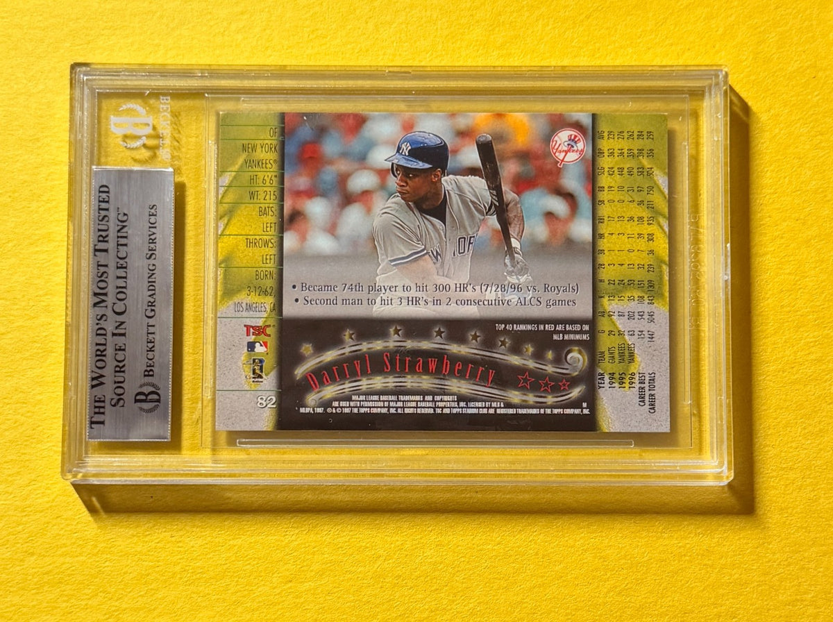 1997 TOPPS STADIUM CLUB DARRYL STRAWBERRY #82 SIGNED AUTO CARD BECKETT AUTH