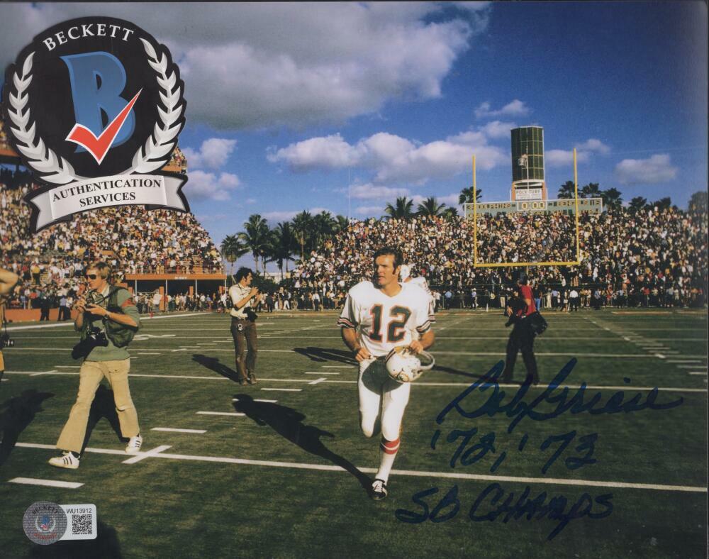 BOB GRIESE MIAMI DOLPHINS 72 73 SB CHAMPS SIGNED 8X10 BECKETT WU 13912