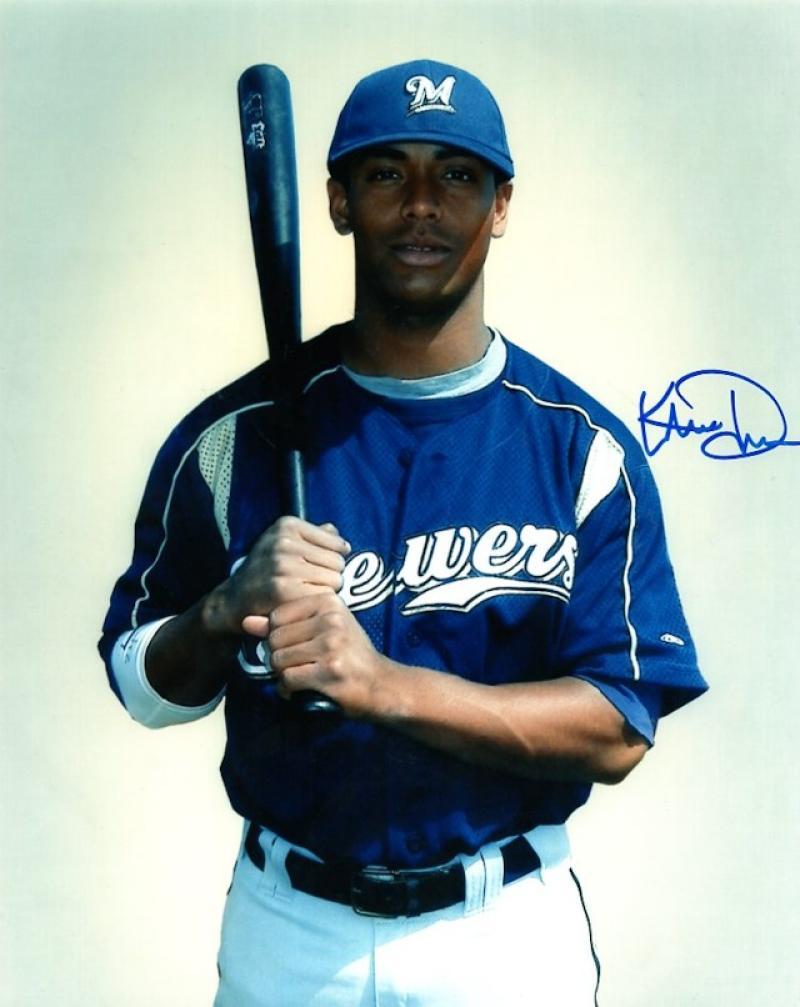 KHRIS DAVIS MILWAUKEE BREWERS  SIGNED AUTOGRAPHED 8X10 PHOTO W/ COA