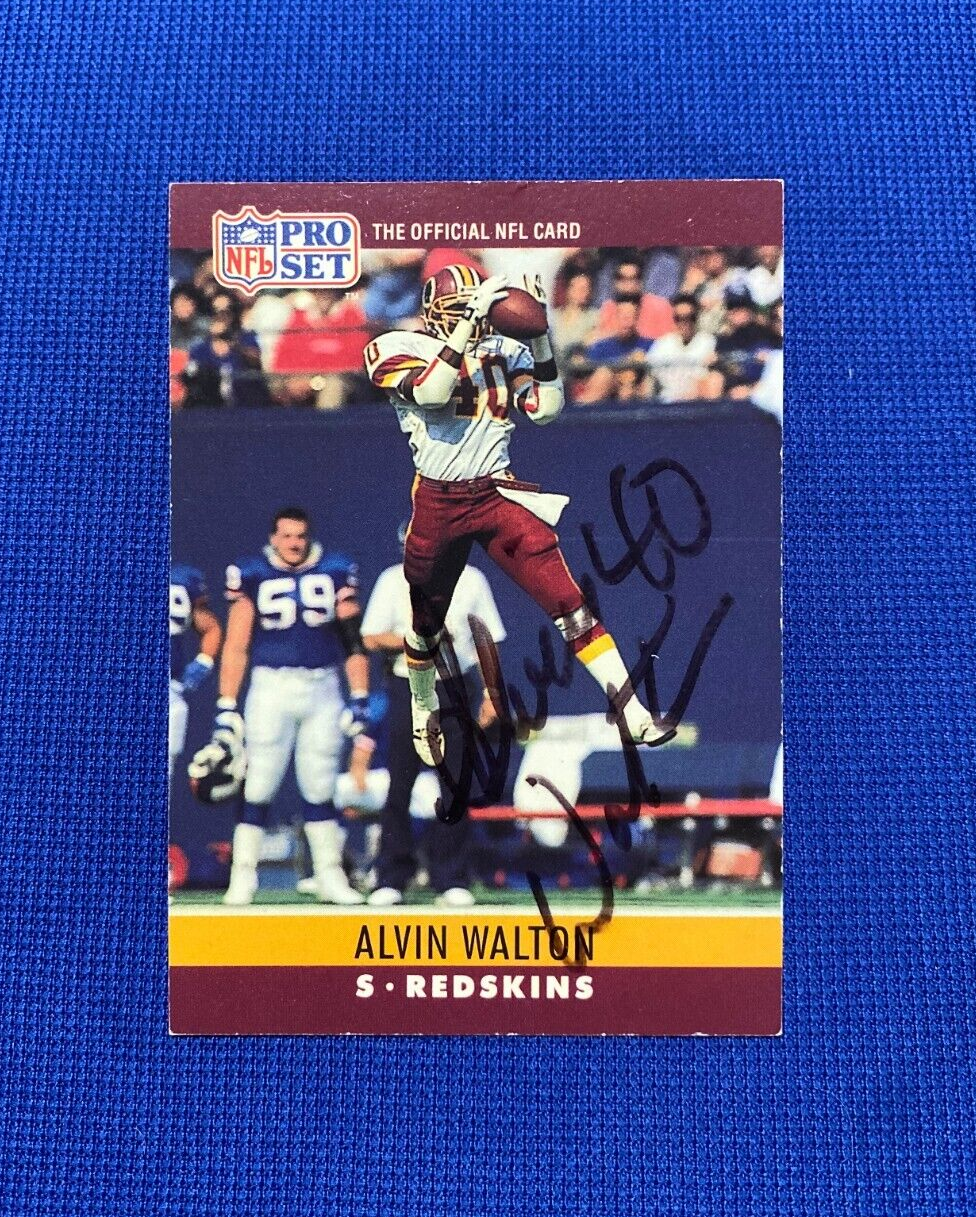 1990 PRO SET ALVIN WALTON REDSKINS SIGNED AUTOGRAPH AUTO CARD #332 W/COA