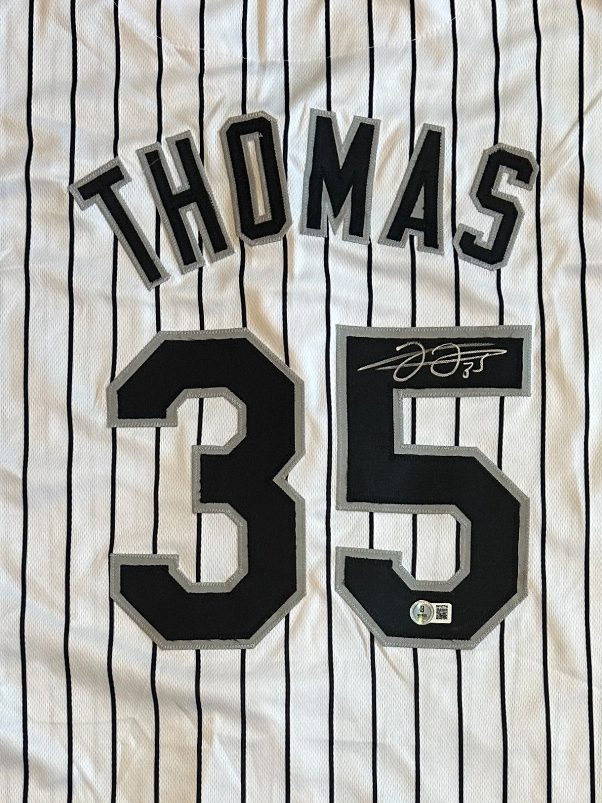 FRANK THOMAS WHITE SOX SIGNED AUTOGRAPHED WHITE JERSEY SZ XL BECKETT
