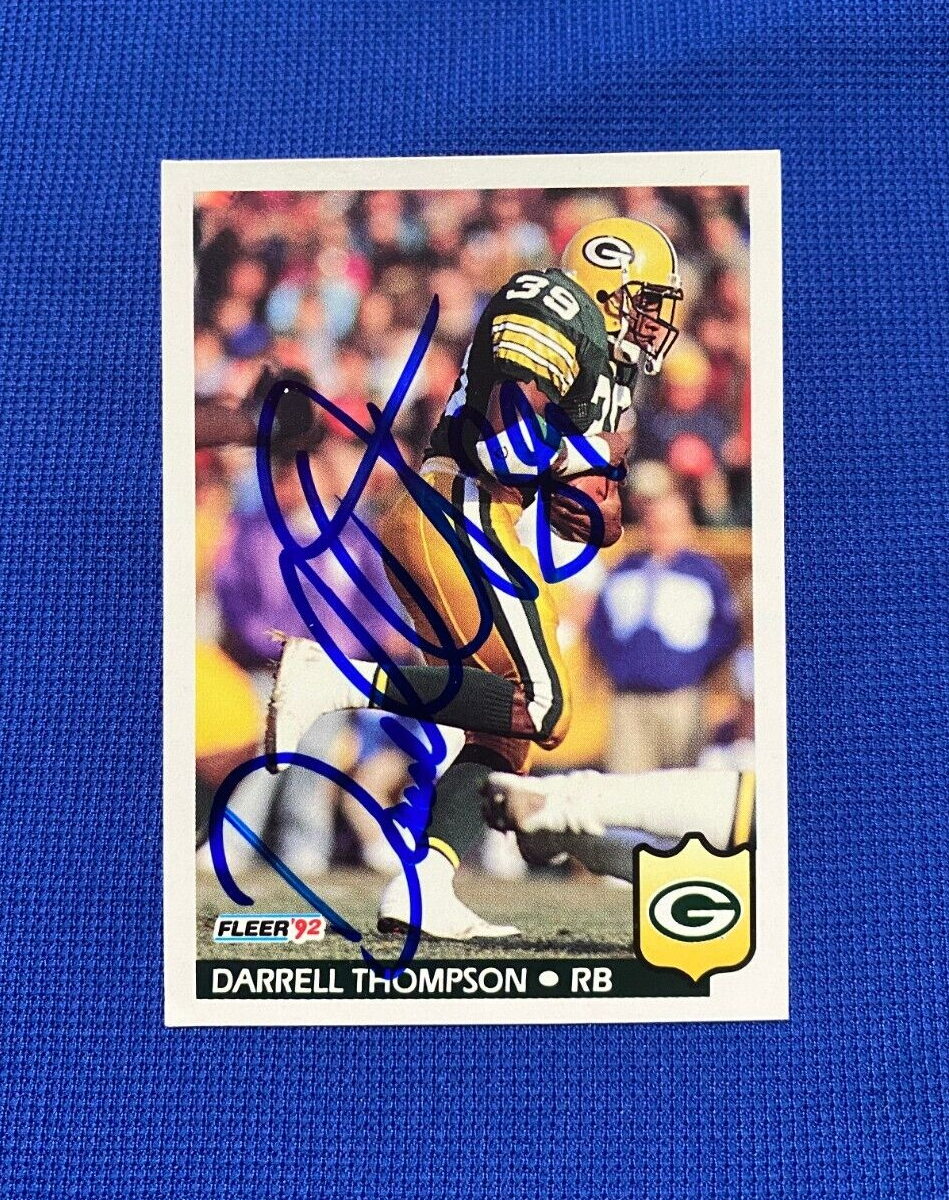 1992 FLEER DARRELL THOMPSON GB PACKERS SIGNED AUTOGRAPHED CARD #137 W/COA