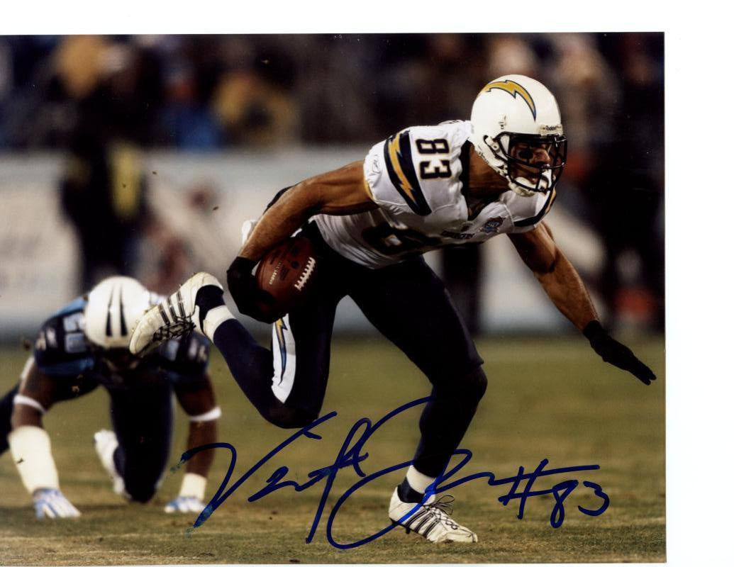VINCENT JACKSON SAN DIEGO CHARGERS SIGNED AUTOGRAPHED 8x10 PHOTO W/COA