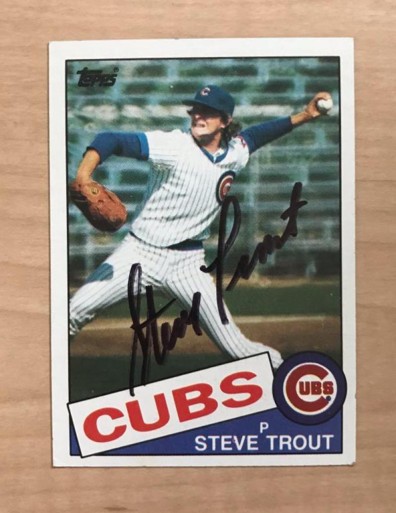 STEVE TROUT CHICAGO CUBS SIGNED AUTOGRAPHED 1985 TOPPS CARD #668 W/COA