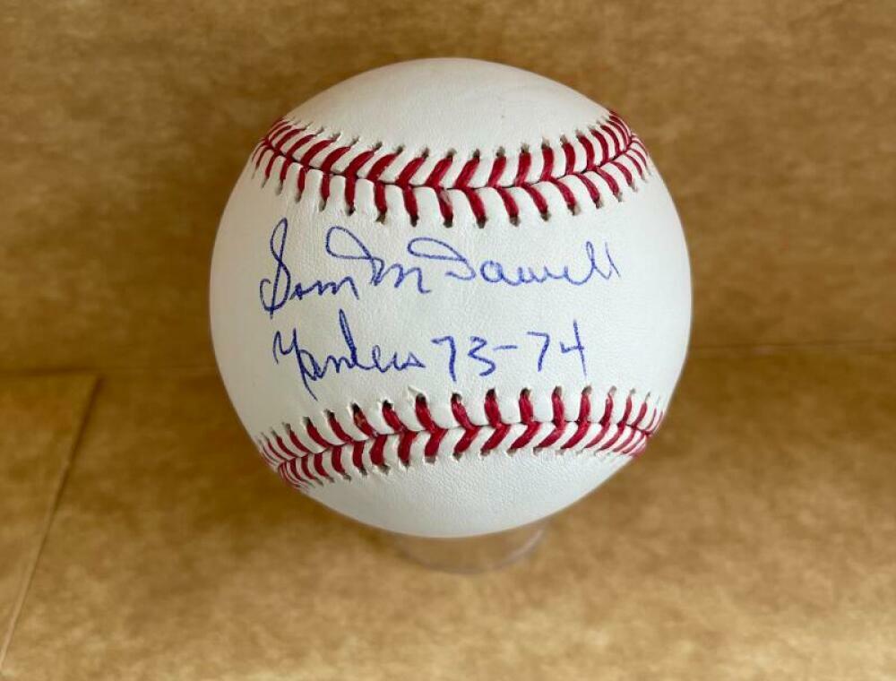 SAM MCDOWELL YANKEES 73-74 SIGNED AUTOGRAPHED M.L. BASEBALL BAS BA26151