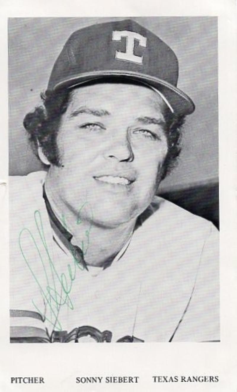 SONNY SIEBERT  TEXAS RANGERS SIGNED ORIGINAL 3X5 POST CARD W/ COA