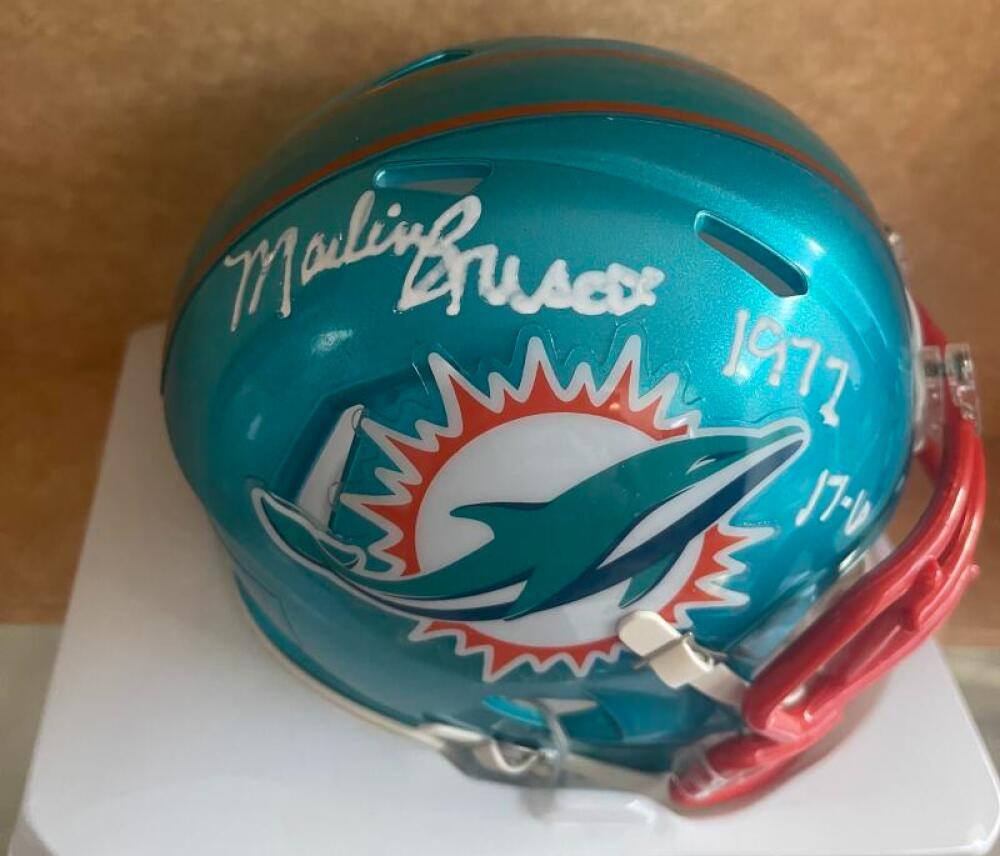 MARLIN BRISCOE MIAMI DOLPHINS 1972 17-0 SIGNED FLASH MINI HELMET PSA 1C53598