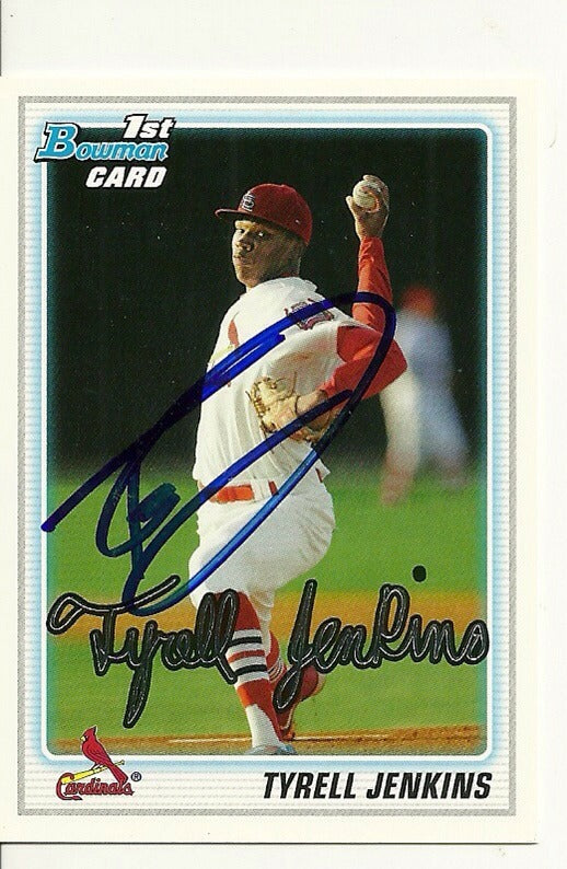 TYRELL JENKINS ST. LOUIS CARDINALS SIGNED AUTO 2010 BOWMAN CARD #BDPP26 W/COA