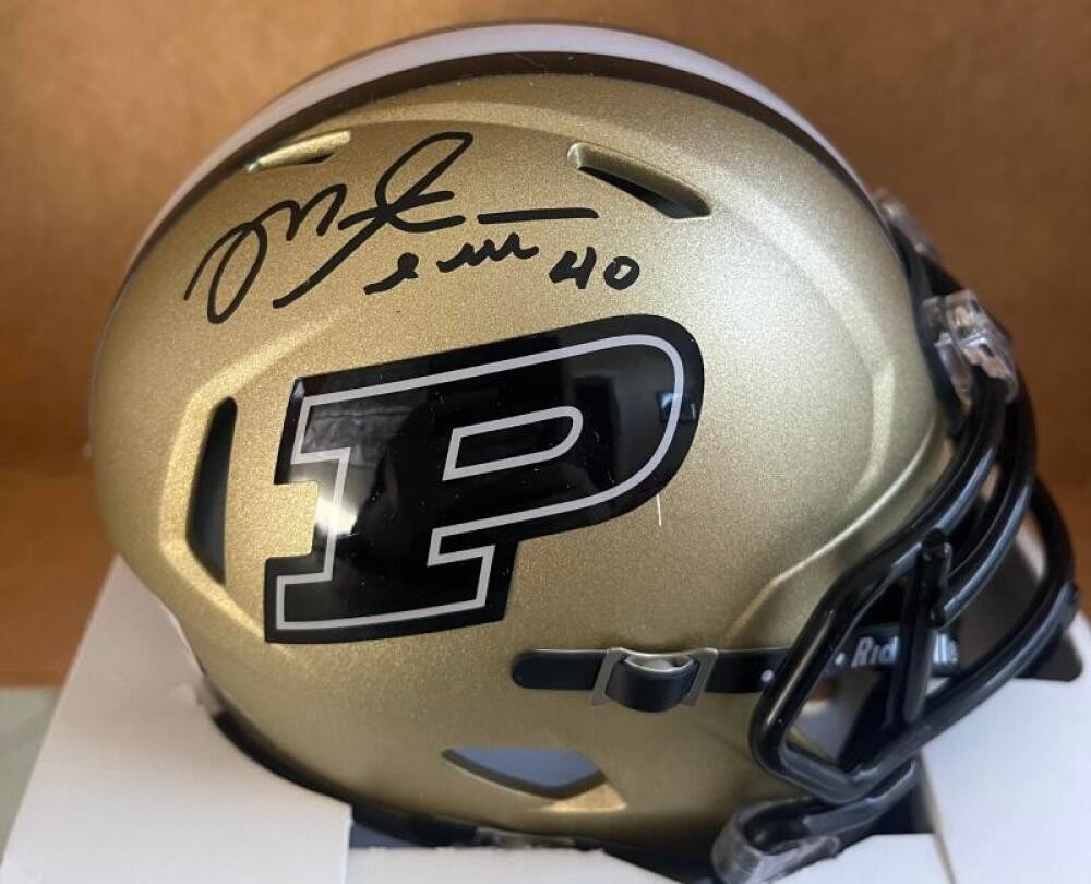 MIKE ALSTOTT PURDUE SIGNED AUTOGRAPHED MINI HELMET BECKETT AUTHENTICATED