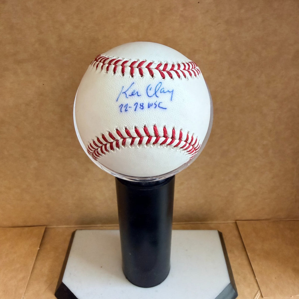 KEN CLAY YANKEES 77-78 WSC SIGNED AUTOGRAPHED M.L. BASEBALLL BECKETT AUTH