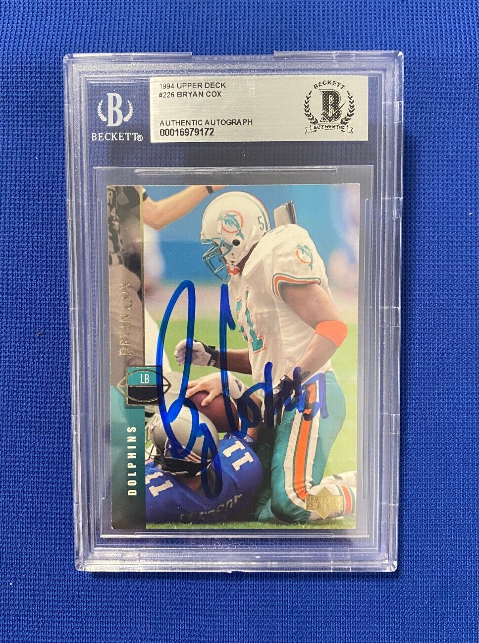 1994 UPPER DECK BRYAN COX MIAMI DOLPHINS SIGNED AUTOGRAPHED CARD #226 BECKETT