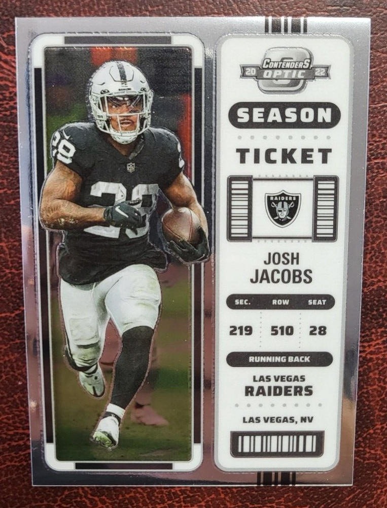 2022 CONTENDERS OPTIC SEASON TICKET JOSH JACOBS OAKLAND RAIDERS CARD #37