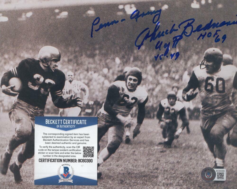 CHUCK BEDNARIK PENN ARMY HOF 67 SIGNED 8X10 PHOTO BECKETT BC60390