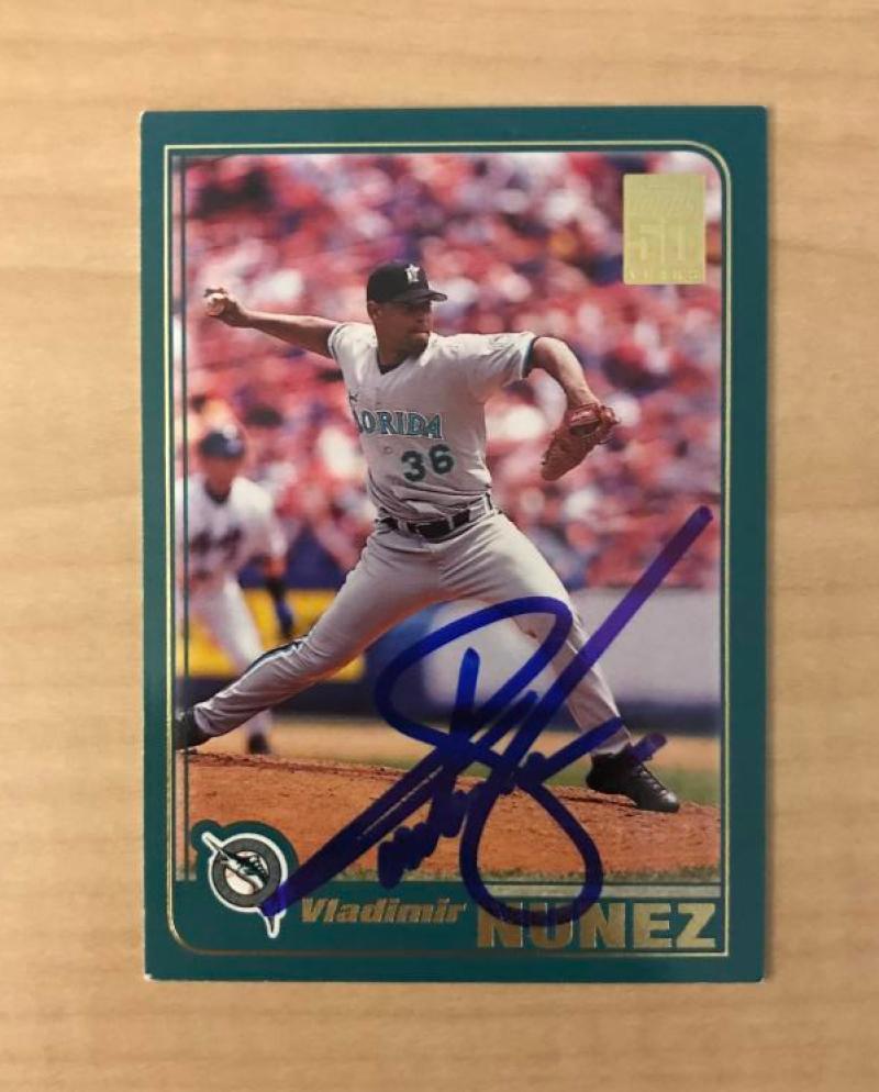 VLADIMIR NUNEZ FLORIDA MARLINS SIGNED AUTOGRAPHED 2001 TOPPS CARD #77 W/COA