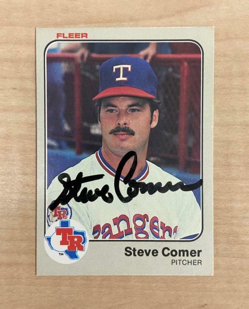 STEVE COMER TEXAS RANGERS SIGNED AUTOGRAPHED 1983 FLEER CARD #564 W/COA