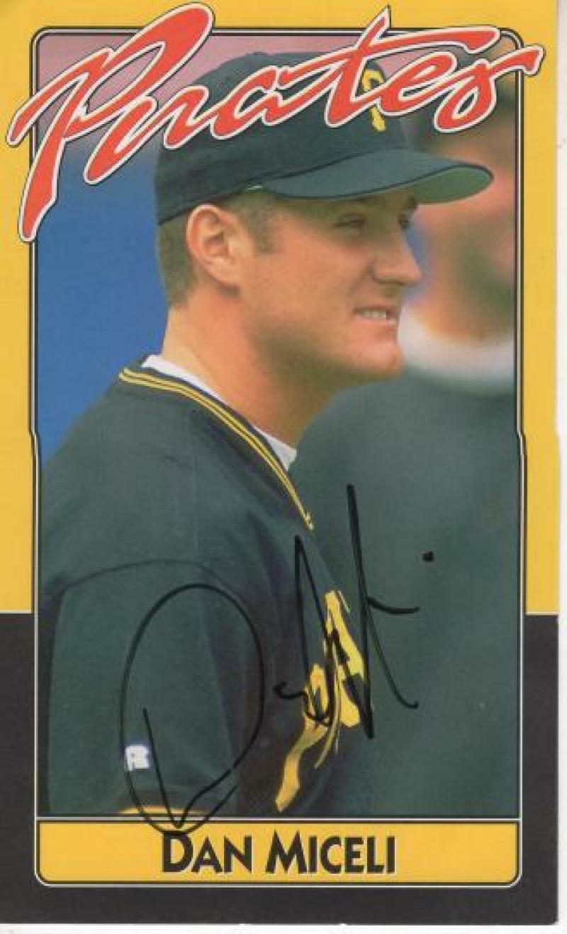DAN MICELI PITTSBURGH PIRATES SIGNED AUTOGRAPHED 3X5 POST CARD W/COA