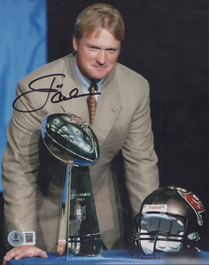 JON GRUDEN TAMPA BAY BUCS SIGNED AUTOGRAPHED 8X10 PHOTO BECKETT WITNESS