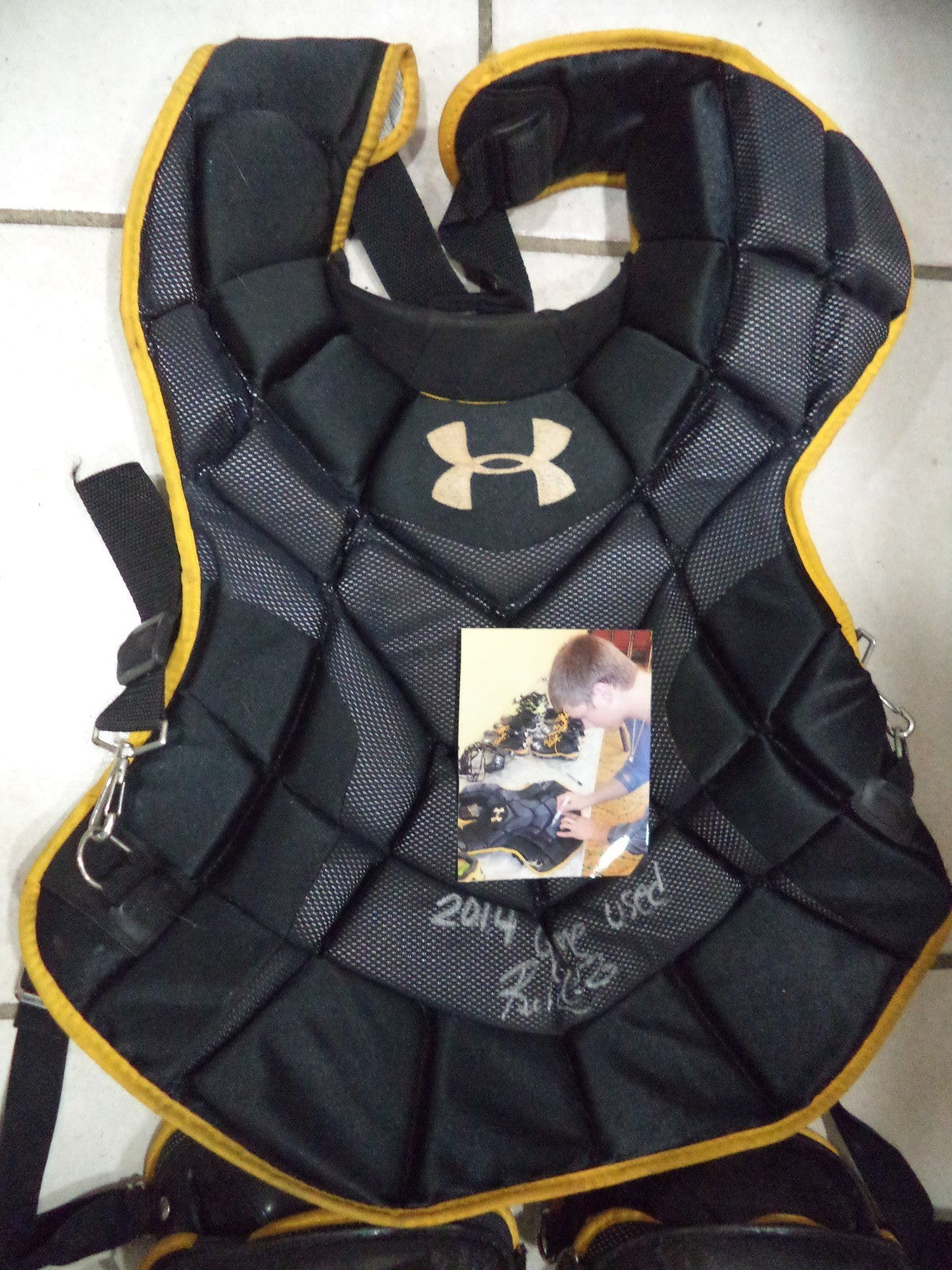 REESE MCGUIRE PIRATES SIGNED GAME USED CHEST PROTECTOR & SHIN GUARDS COA PROOF 