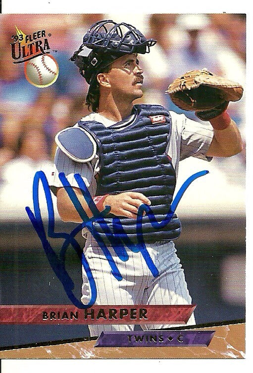 BRIAN HARPER MINNESOTA TWINS SIGNED AUTOGRAPHED 1993 FLEER CARD #582 W/COA