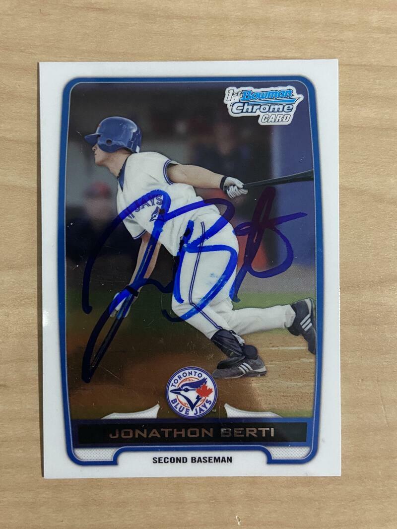 JONATHON BERTI TORONTO BLUE JAYS SIGNED 2012 BOWMAN CHROME CARD #BCP71 W/COA