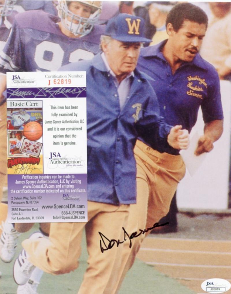 DON JAMES WASHINGTON COACH SIGNED AUTOGRAPHED 8X10 PHOTO JSA J62819