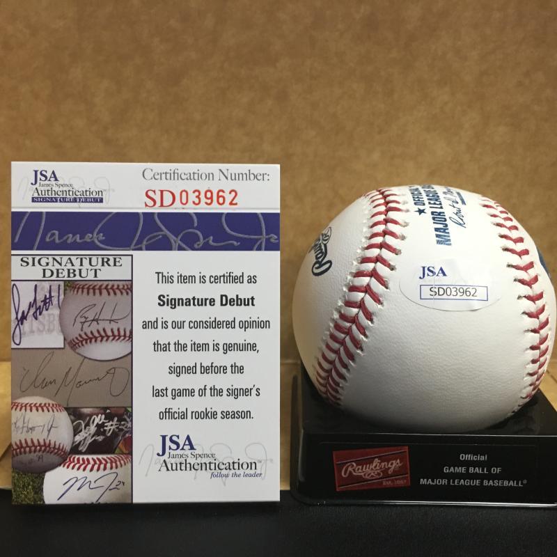 JOMAR REYES BALTIMORE ORIOLES SIGNATURE DEBUT M.L. SIGNED BASEBALL JSA SD03962