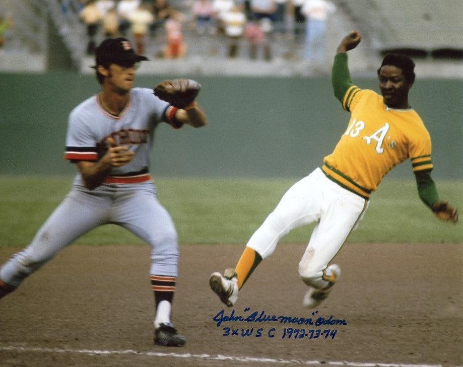 JOHN  "BLUE  MOON"  ODOM   3X WS  INSCRIBED   OAKLAND  A'S  SIGNED AUTOGRAPHED 