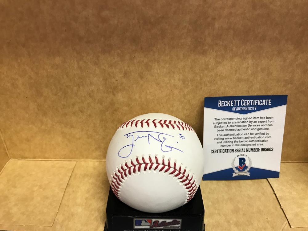 TYLER NAQUIN CINCINNATI REDS SIGNED M.L. BASEBALL  BECKETT AUTH. B65603