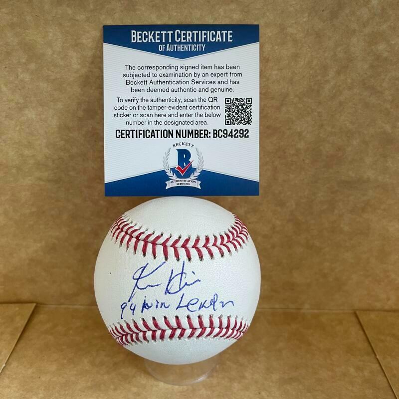 KEN HILL 94 WIN LEADER SIGNED AUTOGRAPHED M.L. BASEBALL BAS BC94292