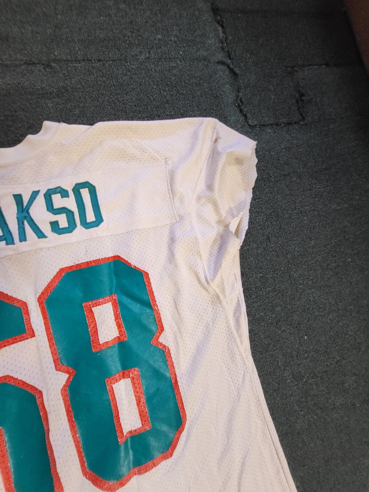VINTAGE ERIC LAAKSO #68 MIAMI DOLPHINS PRACTICE PLAYER WORN OFFICIAL JERSEY RARE