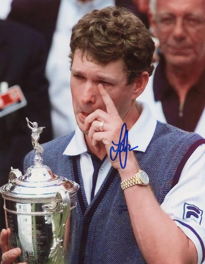 LEE JANZEN W/ TROPHY GOLF SIGNED AUTOGRAPHED 8X10 W/COA