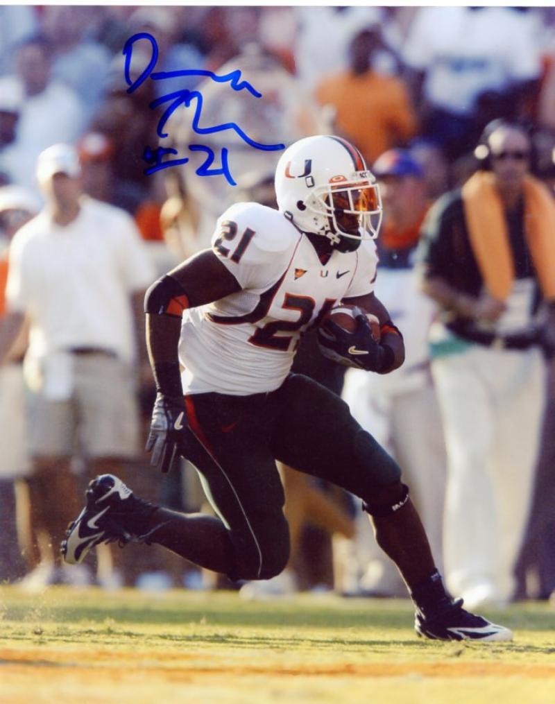 DERRON THOMAS MIAMI HURRICANES SIGNED AUTOGRAPHED 8X10 PHOTO W/COA
